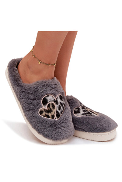 BOTO Furry slippers with hearts gray Amandra 40/41