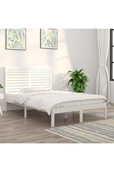 Concept Σκελετός Διπλό κρεβατιού 4FT6, λευκό, 135x190 cm, μασίφ ξύλο