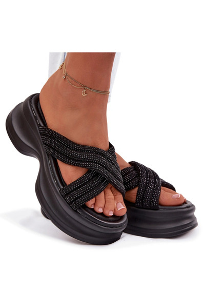 BOTO Sandale cu platformă pentru femei, cu barete, negre, Liorine, 41