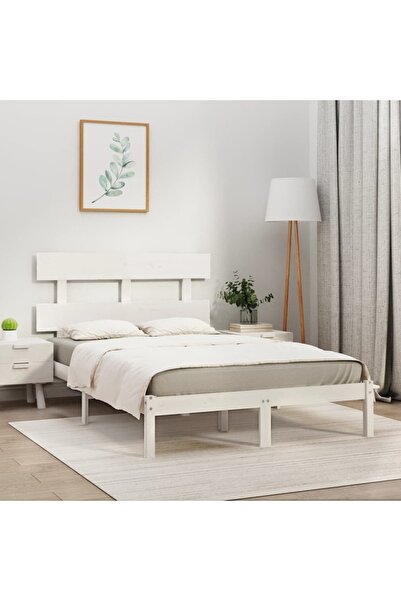 Concept Cadru de pat Super King 6FT, alb, 180x200 cm, lemn masiv