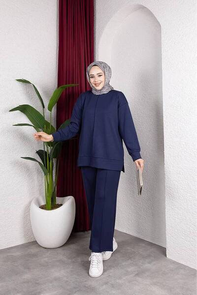 MODAMÜNASİP طقم OYSHO المكون من قطعتين مريح وأنيق مع بنطلون من القماش