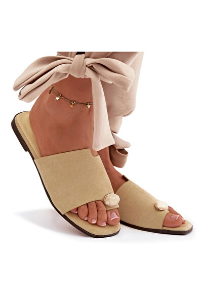 BOTO Women's Flat Decorated Suede Yellow Slides Selavine 38