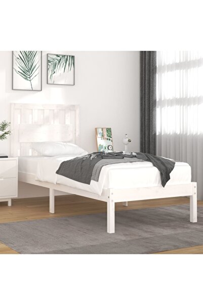 Concept Cadru de pat, alb, 90x200 cm, lemn masiv de pin