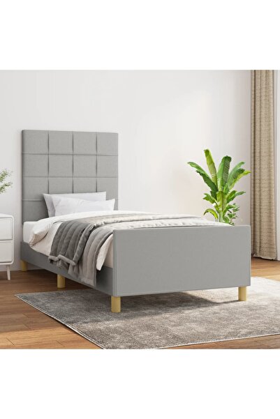 Concept Cadru de pat cu tăblie, gri deschis, 100x200 cm, textil