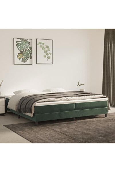 Concept Cadru de pat box spring, verde închis, 200x200 cm, catifea