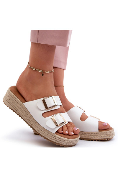BOTO Sandale din piele albă cu toc din piele țesut Zaloemi 38