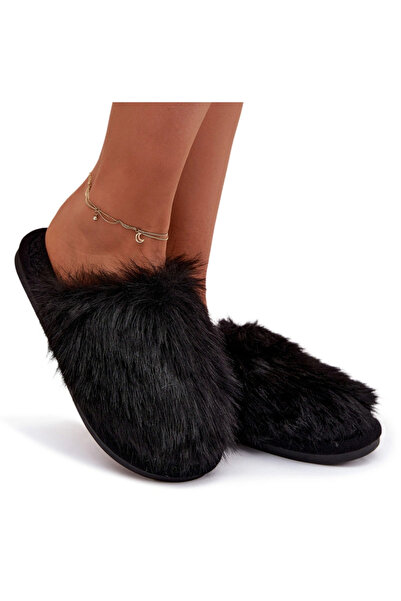 BOTO Papuci de damă Furry, negri, Katrisse, mărimea 41
