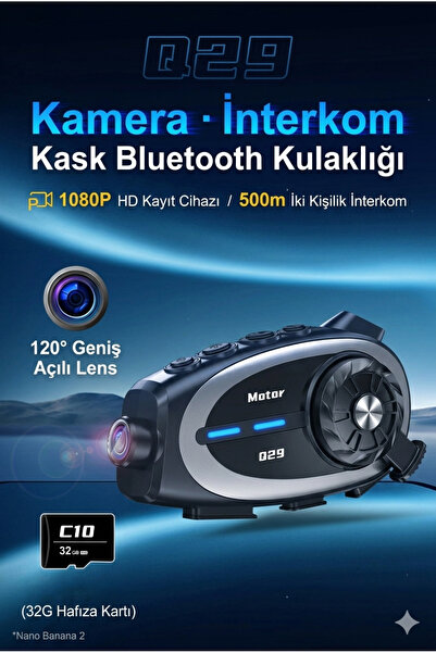 Noriyen Motosiklet Kask İnterkom 1080P Full HD Kask Kamerası - Bluetooth 5.0 ...
