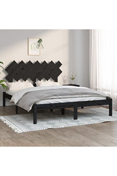 Concept Σκελετός κρεβατιού, μαύρο, 140x190 cm, μασίφ ξύλο