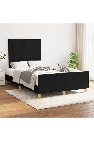 Concept Σκελετός κρεβατιού με κεφαλάρι, μαύρο, 120x200 cm, ύφασμα