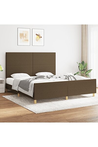 Concept Cadru de pat cu tăblie, maro închis, 180x200 cm, textil