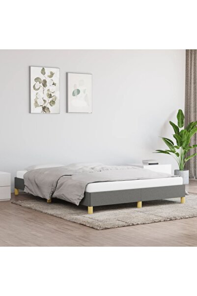 Concept Cadru de pat, gri închis, 140 x 200 cm, material textil