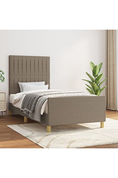 Concept Cadru de pat cu tăblie, gri taupe, 90x190 cm, textil