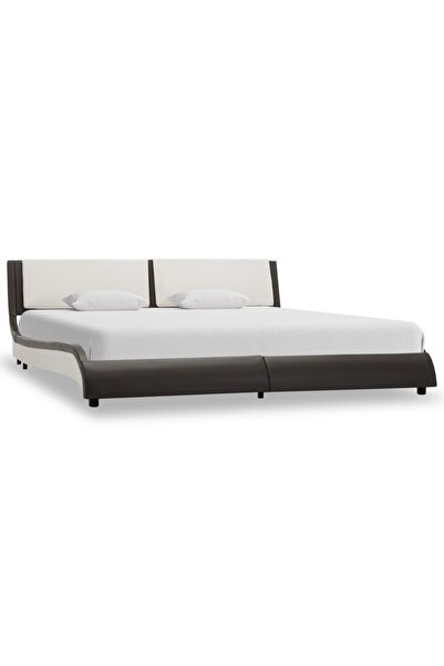 Concept Σκελετός κρεβατιού, γκρι και λευκό, 160 x 200 cm, οικολογικό Δερμάτινο