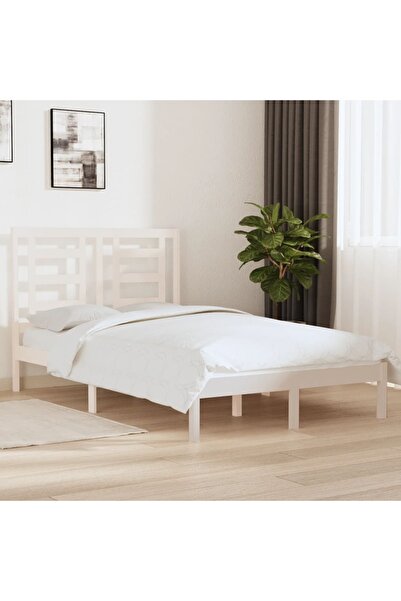 Concept Cadru de pat mic dublu 4FT, alb, 120x190 cm, lemn masiv