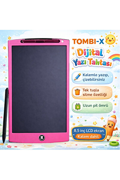 TOMBİ-X Dijital Yazı Tahtası LCD Ekran Dokunmatik Kalemli Çocuklar İçin Çizim...