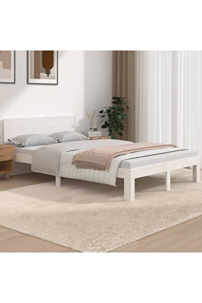 Concept Cadru de pat mic dublu 4FT, alb, 120x190 cm, lemn masiv