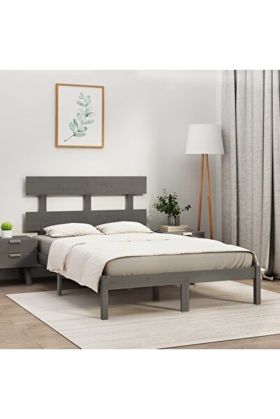 Concept Cadru de pat, gri, 200x200 cm, lemn masiv