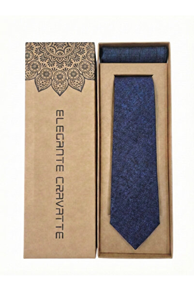 Elegante Cravatte Special Boxed Navy Blue Color Set of Cotton Fabric 7 cm Tie...