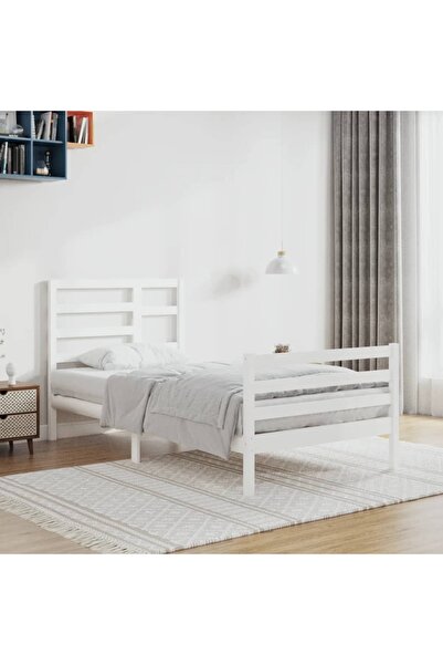 Concept Σκελετός κρεβατιού, λευκό, 90x200 cm, μασίφ ξύλο