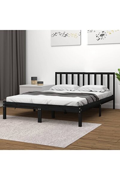 Concept Σκελετός κρεβατιού, μαύρο, 140x190 cm, μασίφ ξύλο πεύκου