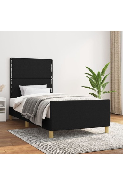 Concept Cadru de pat cu tăblie, negru, 90x190 cm, textil