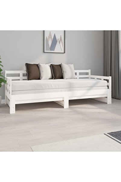 Concept Επεκτεινόμενο ανάκλιντρο, λευκό, 2x(80x200) εκ., μασίφ ξύλο πεύκου