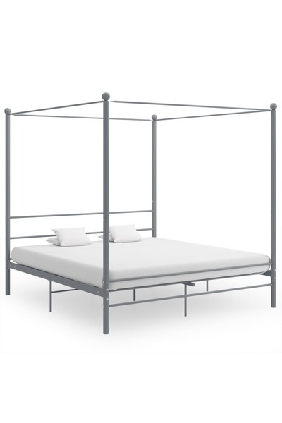Concept Σκελετός κρεβατιού με ουρανό, γκρι, 200x200 εκ., μεταλλικός