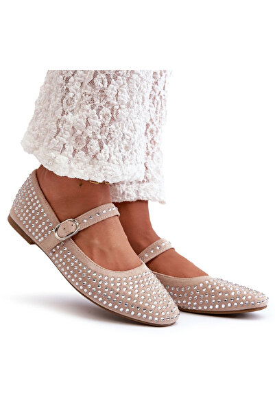 BOTO Suede Ballerinas Embellished with Jet Beige Tinara 39