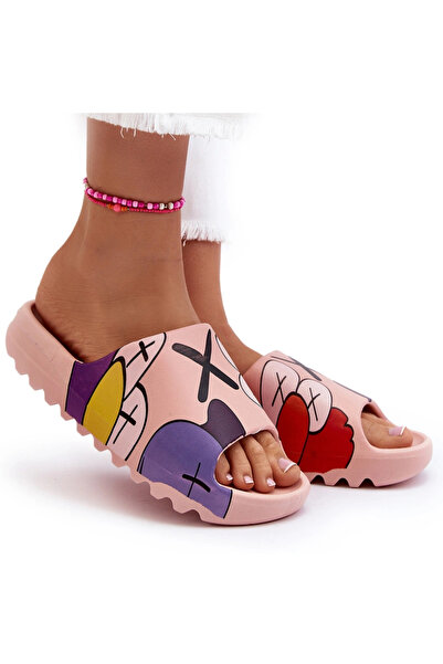 BOTO Rubber Flip-Flops with Pink Monsters Print 36