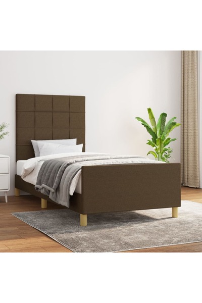 Concept Cadru de pat cu tăblie, maro închis, 90x200 cm, textil