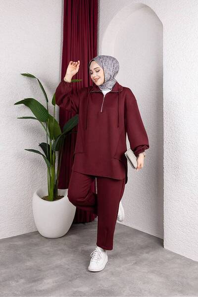 MODAMÜNASİP Premium OYSHO Άνετο και Κομψό Σετ Δύο Τεμαχίων με Υφασμάτινο Παντ...