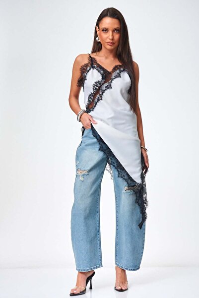 GIA'S WORLD Top tip satin and lace - summer fashion top