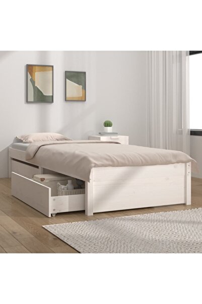 Concept Σκελετός κρεβατιού με συρτάρια Small Μονό 2FT6, λευκό, 75x190 εκ.