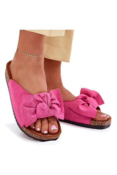 BOTO Women's Cork Sole Slippers With Bow Fuchsia Seressa 40