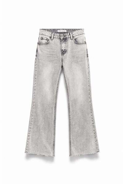 Mixray 2007 Pantaloni de damă crop evazat L material elastic Vintage din deni...