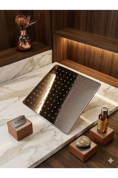 BUMAK Premium kare krom Yağmurlama Özellikli Slim Lüks Yuvarlak Tepe Banyo Du...