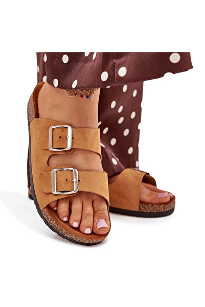 BOTO Sandale damă cu platformă din plută și catarame, culoare camel, Livara 36