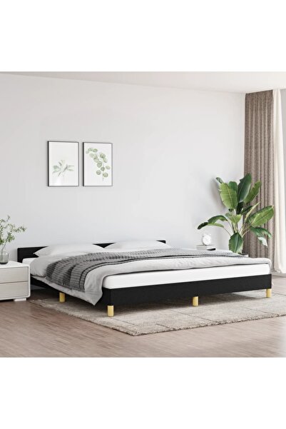 Concept Σκελετός κρεβατιού με κεφαλάρι, μαύρο, 200x200 cm, ύφασμα