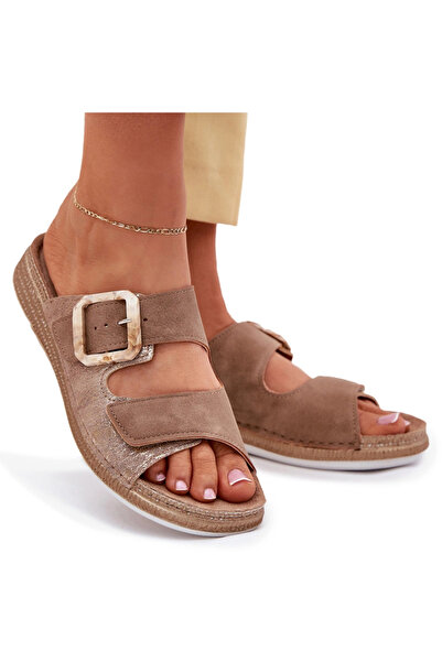 Inblu Sandale damă cu cataramă și velcro maro MK000013 38