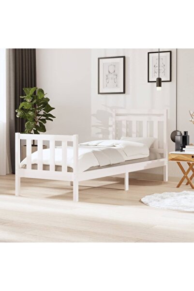 Concept Σκελετός Μονό κρεβατιού 3FT6, λευκό, 90x190 εκ., μασίφ ξύλο
