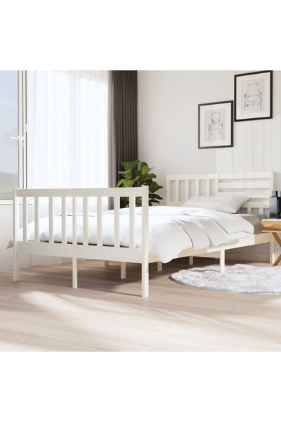 Concept Σκελετός κρεβατιού, λευκό, 120x200 εκ., μασίφ ξύλο