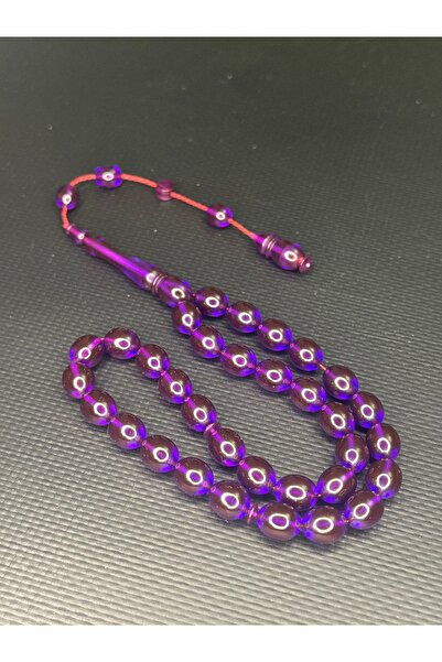 EnazStore Handcrafted Purple-Tinted Fire Amber Prayer Beads