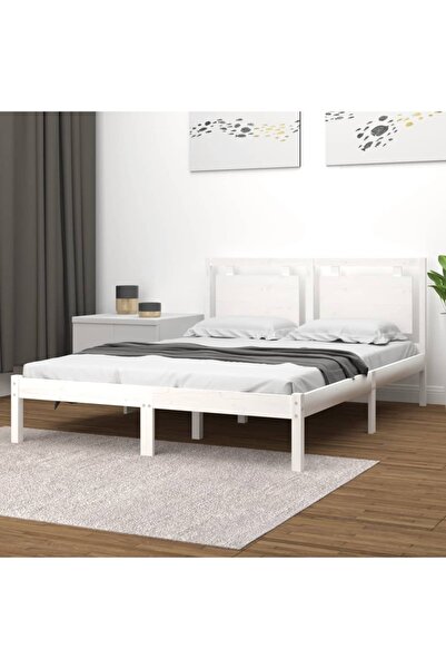 Concept Σκελετός κρεβατιού, λευκό, 140x200 cm, μασίφ ξύλο