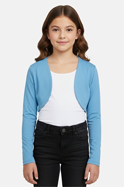 Artigli Girl Kids Girl Solid Long Sleeve Cardigan, Sky Blue
