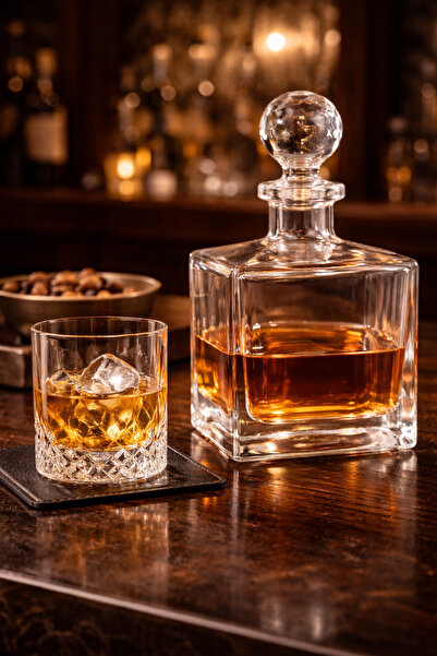 COCEM Premium 750 ML Karaf + 6’lı Elysia Kristal Bardak Seti | Exclusive Visk...