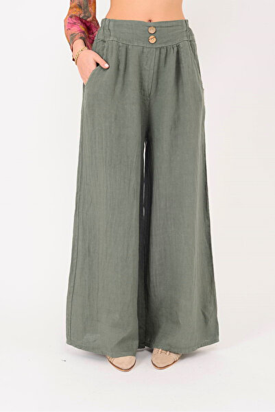 Park Moda 9961 Button Detailed Linen Pants