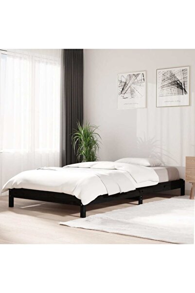 Concept Στοιβαζόμενο κρεβάτι, μαύρο, 80x200 cm, μασίφ ξύλο πεύκου