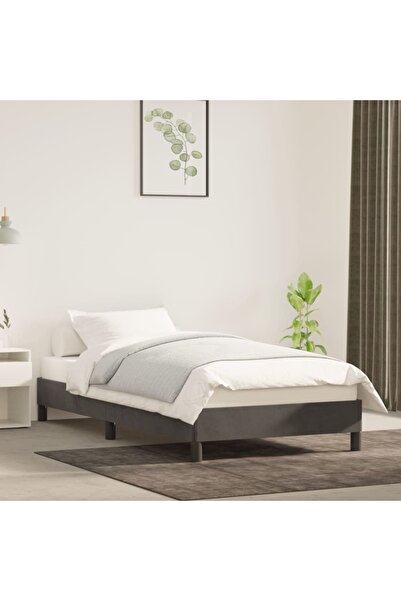 Concept Cadru de pat, gri închis, 90x200 cm, catifea