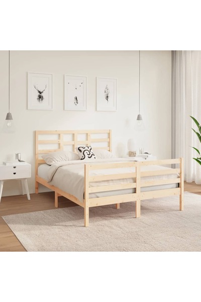 Concept Μικρό σκελετό Διπλό κρεβατιού 4 ποδιών, 120x190 εκ., μασίφ ξύλο